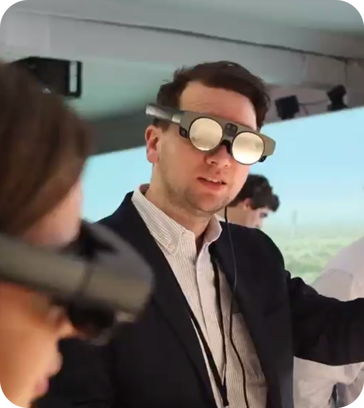 David leading a shared augmented reality experience at an event in Cannes, France